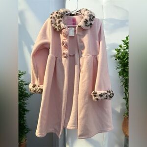 Good Lad Pink Coat with Leopard Trim